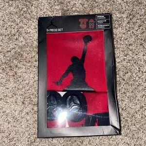 Jordan 3 piece set with hat booties and onesie brand new